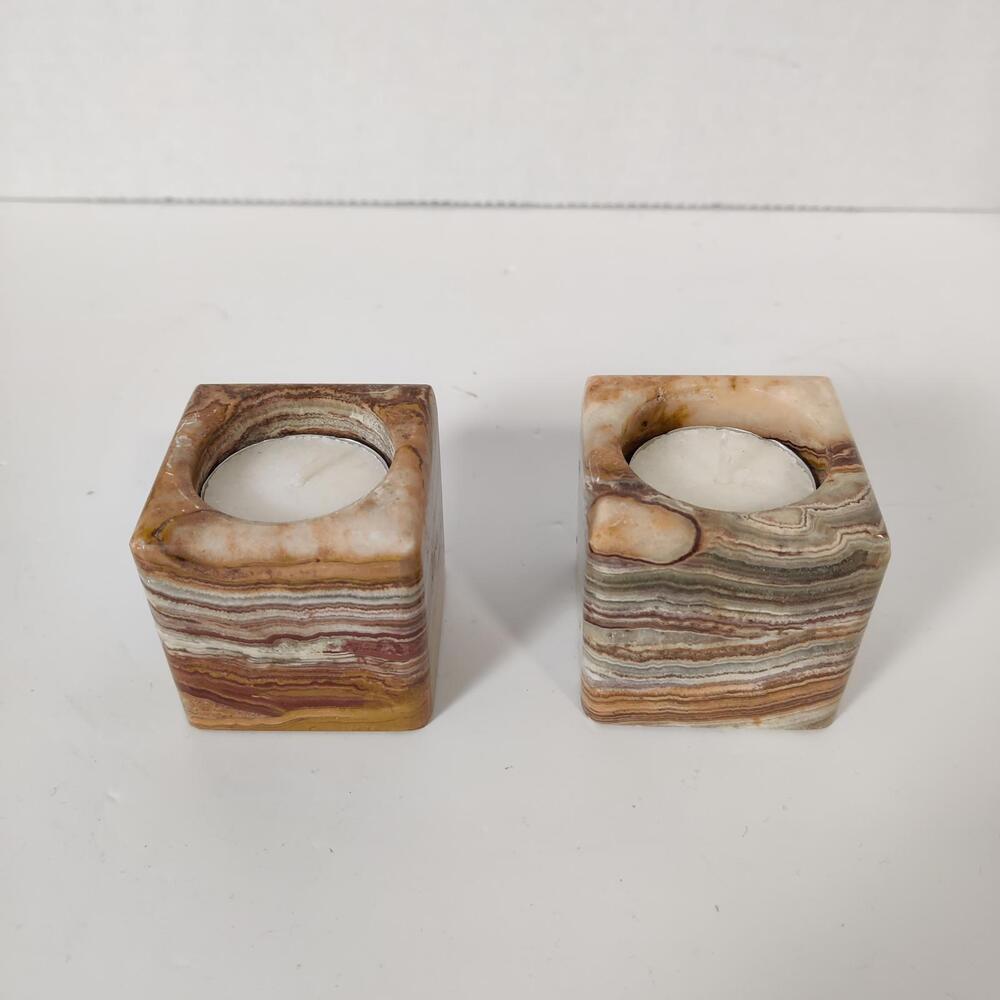 Onyx Candle Holder Multi Color Natural Stone Candleholder Ritual Metaphysical